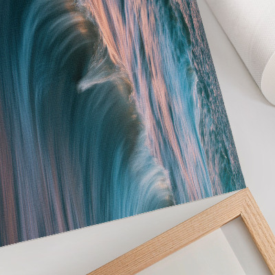 Lámina para cuadro Ondas dinámicas de atardecer turquesa y azul