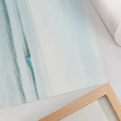 Arte de pared olas del océano con diseño minimalista de surfista en calma