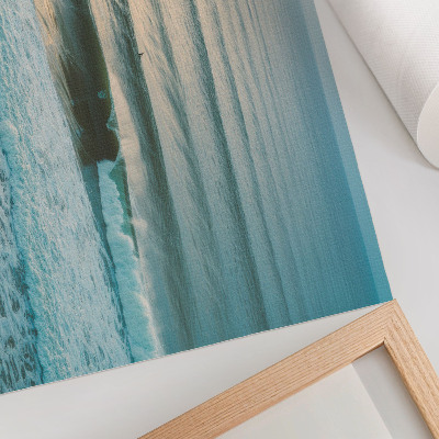 Póster Olas del océano, horizonte tranquilo, surfistas