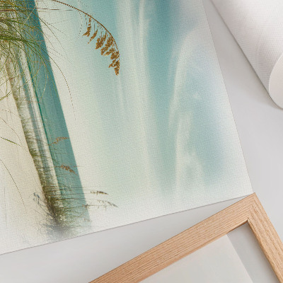 Póster Hierba de playa, océano, cielo, paz