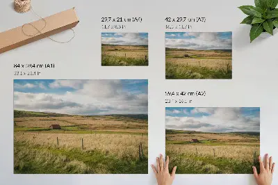 Póster paisaje pintoresco de una cabaña solitaria en la naturaleza
