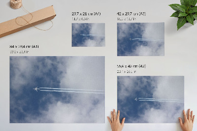 Arte de pared Avión en el cielo azul con estelas blancas
