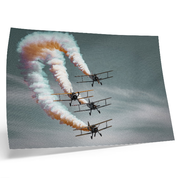 Póster Aviones en formación con franjas naranjas