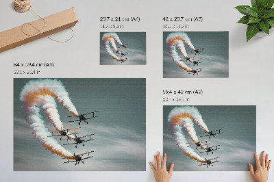 Póster Aviones en formación con franjas naranjas
