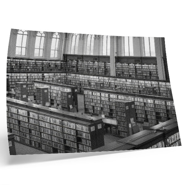 Arte de pared biblioteca clásica con estantes de madera