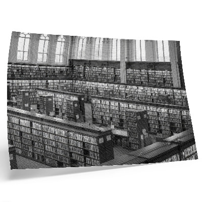 Arte de pared Biblioteca clásica con estantes de madera