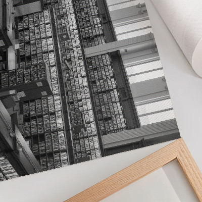Arte de pared biblioteca clásica con estantes de madera