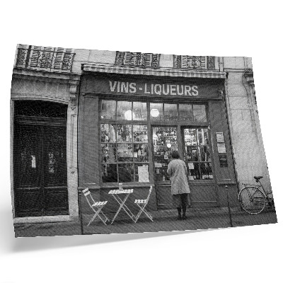 Póster Fachada elegante, ambiente de casco antiguo, blanco y negro.
