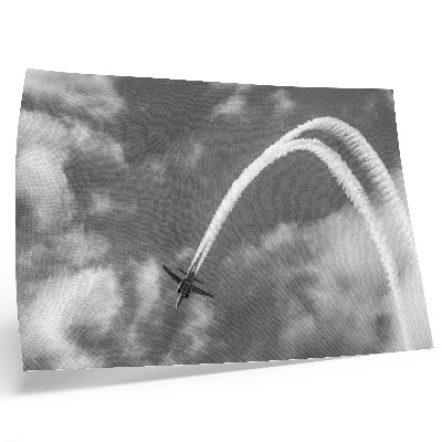 Lámina para cuadro Avión en el cielo con estelas de nubes dinámicas