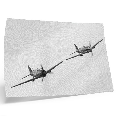 Arte de pared Aviones históricos en blanco y negro en dinámica de vuelo