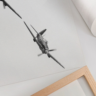 Arte de pared Aviones históricos en blanco y negro en dinámica de vuelo