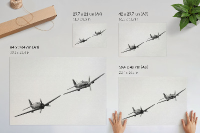 Arte de pared Aviones históricos en blanco y negro en dinámica de vuelo