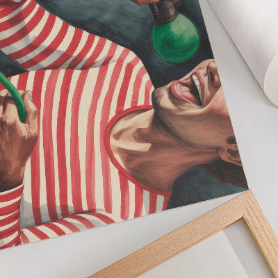Lámina para cuadro Camisa de rayas rojas y micrófono verde