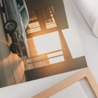 Póster Un coche clásico con un telón de fondo arquitectónico.