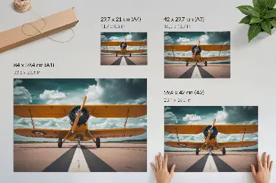 Arte de pared avión en pista con cielo dinámico
