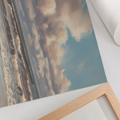 Arte de pared Mar en calma, nubes de colores pastel, playa