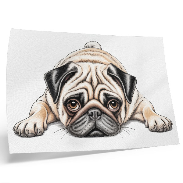 Póster ilustración de perro con colores cálidos y detalles acogedores