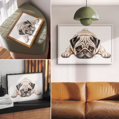 Póster ilustración de perro con colores cálidos y detalles acogedores