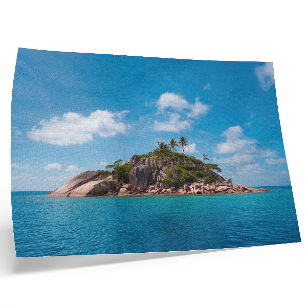 Lámina para cuadro Isla exótica, cielo azul verde