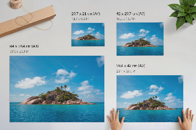 Lámina para cuadro Isla exótica, cielo azul verde