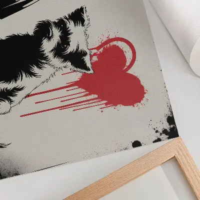Arte de pared corazón de perra niña monocromático