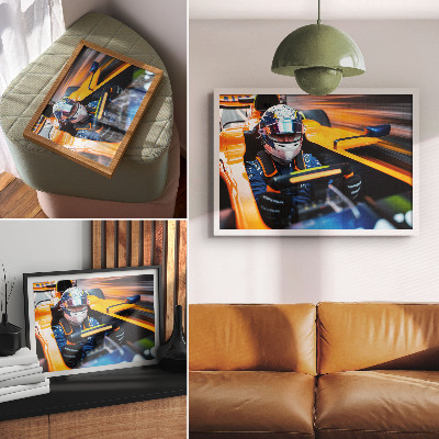 Arte de pared Un conductor en un coche de carreras lleno de velocidad y energía.