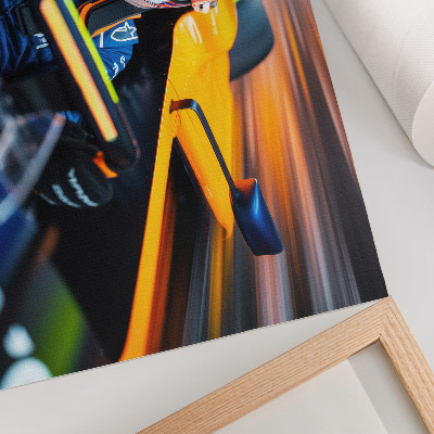 Arte de pared Un conductor en un coche de carreras lleno de velocidad y energía.
