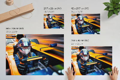 Arte de pared Un conductor en un coche de carreras lleno de velocidad y energía.