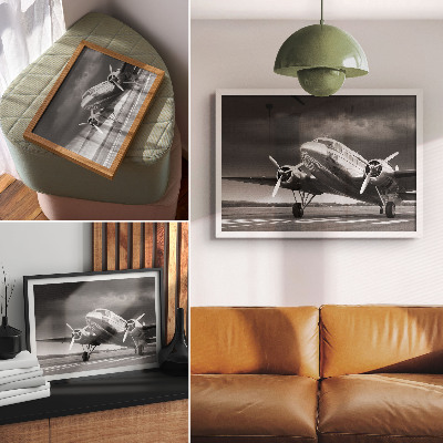 Arte de pared Avión antiguo en colores monocromáticos