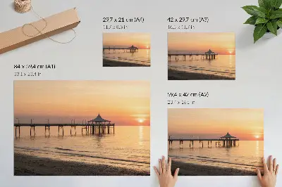 Arte de pared puesta de sol sobre el agua con una vista encantadora