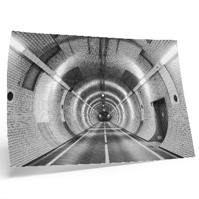 Póster Túnel simétrico en blanco y negro con arcos.