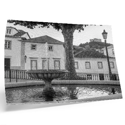 Lámina para cuadro Fuente en blanco y negro, edificios clásicos, castillo
