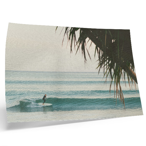 Arte de pared olas de playa para surfear palmeras naturalidad paz