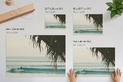 Arte de pared olas de playa para surfear palmeras naturalidad paz