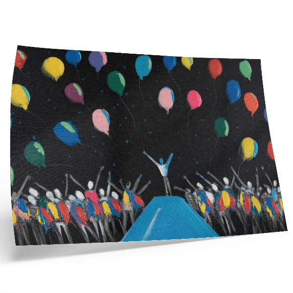 Arte de pared Globos de colores que contrastan con el cielo negro.