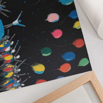 Arte de pared Globos de colores que contrastan con el cielo negro.
