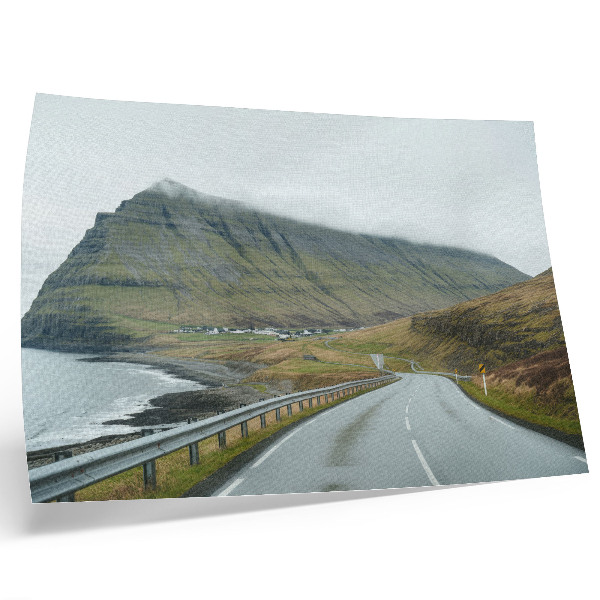 Póster Carretera de montaña, misteriosa niebla
