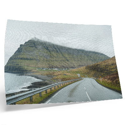 Póster Carretera de montaña, misteriosa niebla