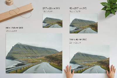 Póster Carretera de montaña, misteriosa niebla