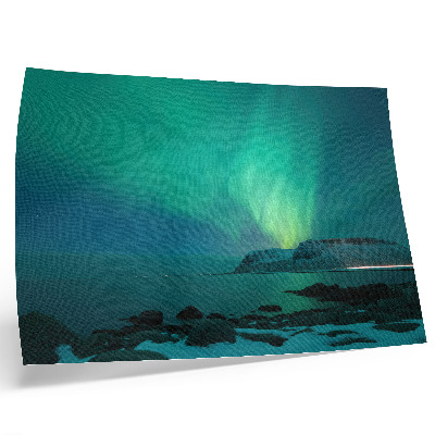Lámina para cuadro Aurora verde, luces centelleantes, superficie tranquila