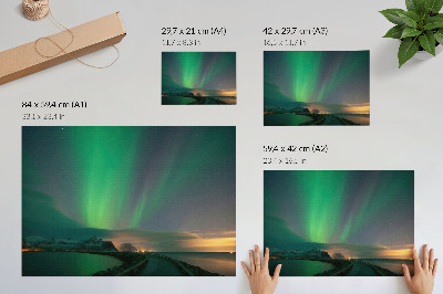 Arte de pared Aurora boreal sobre un paisaje montañoso frío