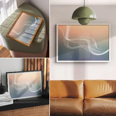 Póster ondas en tonos pastel con diseño de elegancia sutil y armonía