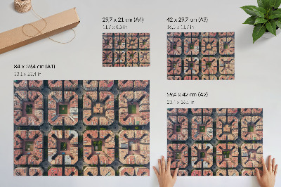 Lámina para cuadro Diseño geométrico, colores neutros, ciudad