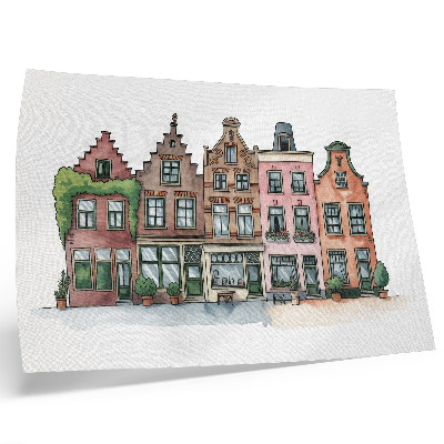 Arte de pared Pintorescas casas de vecindad en colores pastel y un estilo ilustrativo.
