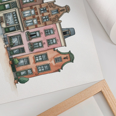 Arte de pared Pintorescas casas de vecindad en colores pastel y un estilo ilustrativo.