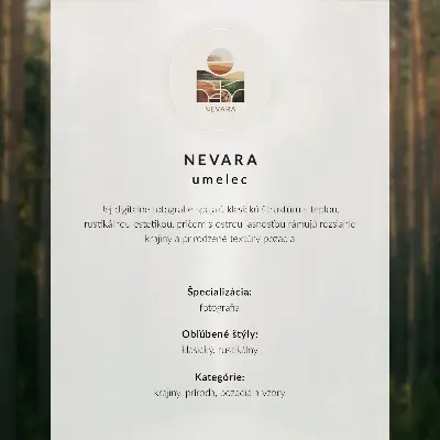Póster bosque tranquilo con sol de la mañana y hojas coloridas