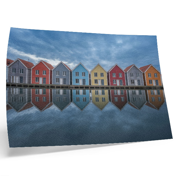 Lámina para cuadro Casas coloridas de estilo moderno y simetría