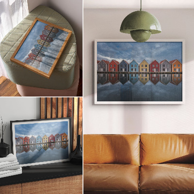 Lámina para cuadro Casas coloridas de estilo moderno y simetría