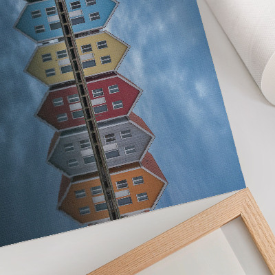 Lámina para cuadro Casas coloridas de estilo moderno y simetría