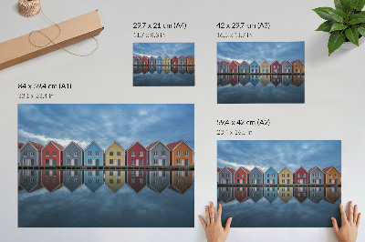 Lámina para cuadro Casas coloridas de estilo moderno y simetría